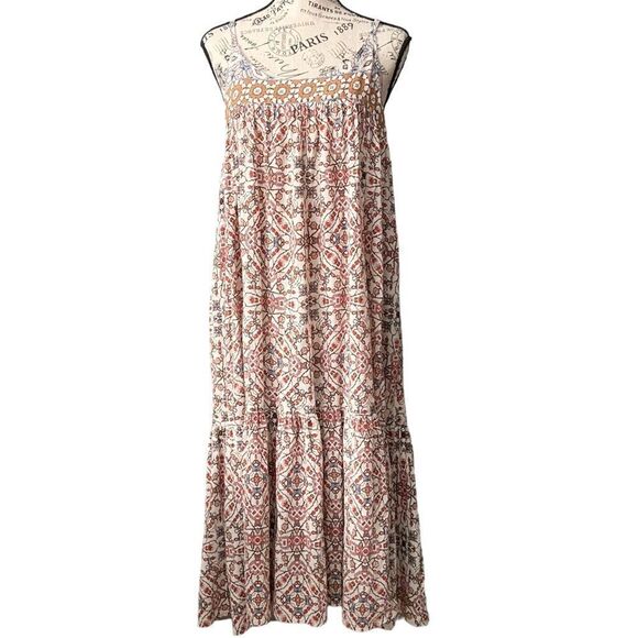 Xirena Printed Strappy Boho Maxi Dress in Size XS 100% Cotton Made in USA - Picture 1 of 10